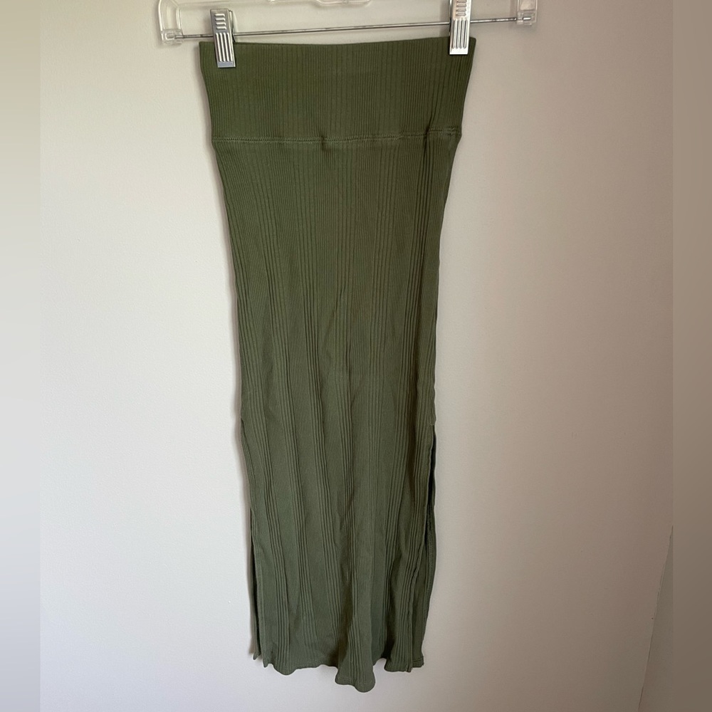 Green Body Con Midi Skirt